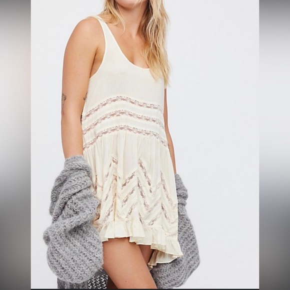 Free People Intimately | Voile And Lace Trapeze Slip Mini Dress | XS - Picture 7 of 12